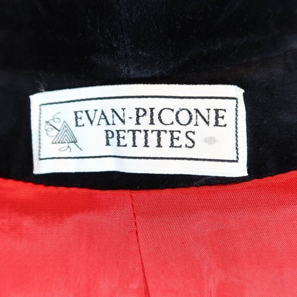 Vintage 80s Velvet Trim 100% Wool Blazer Jacket Size 8P Red Evan Picone Holiday - Picture 7 of 11